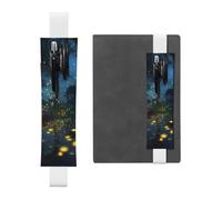 Fireflies Pen Holder for Notebook, PU Leather Pen Sleeve Pouch for Gift, Detachable Bookmark Elastic Journal Pencil Holder Case - Hold 2-3 Pens, White