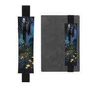 Fireflies Pen Holder for Notebook, PU Leather Pen Sleeve Pouch for Gift, Detachable Bookmark Elastic Journal Pencil Holder Case - Hold 2-3 Pens, Black