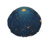 Fireflies under the glow Reusable shower cap - double-layer waterproof, elastic, environmentally friendly daily use shower cap