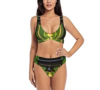 Firefly and Lantern Bikini Set for Women Split Swimsuit Swimming Costume Shorts and Tops Water Sports Summer Black