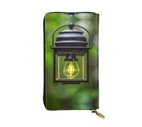 Firefly and Lantern Print Leather Long Clutch Wallet – Fashionable Personalized Wallet, Multiple Card Slots, Gift Ready, Black, One Size