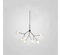 Firefly Chandelier Nordic Creative Pendant Light Tree Branch Leaf Suspension Ceiling Hanging Lamp For Living Room Bedroom Restaurant,Black+WarmLight-9Heads