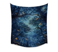 Firefly Forest Wall Tapestry Glowing Insect Woodland Scene Enchanted Twilight Bug Art for Bedroom Whimsical Fantasy Home Decorwhite50x60inch