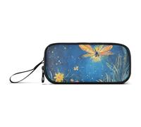 Firefly Lighting Up Summer Night Nylon Big Pencil Bags High Capacity Pen Pencil Case School Stationery for College Teacher