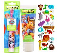 Firefly Paw Patrol Battery Powered Electric Toothbrush Set with Paw Patrol Strawberry Flavour Toothpaste Plus A Hadco 3D Puffy Sticker Sheet (Random Design) - Pink Handle