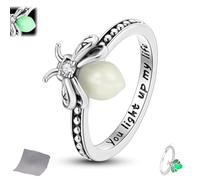 Firefly Ring Glow in the Dark, Glow in the Dark Firefly Ring, Sterling Silver Stackable Rings for Women Non Tarnish(#A,6)