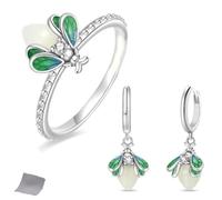 Firefly Ring Glow in the Dark, Glow in the Dark Firefly Ring, Sterling Silver Stackable Rings for Women Non Tarnish(Set,8)