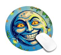 Firefly Small Mouse Pad, Summer Vibrant Flowers Leaves Summer Blue Round Rubber Washable Aesthetic Mousepads for Desk Desk Accessories for Gaming Computer Laptop Round 8x8 Inch