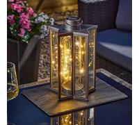 Firefly Star Lantern 60 Warm White LED Garden Light Solar Power Bronze (1) | Decorative Outdoor Hanging or Freestanding Light, Weather-Resistant Stylish Garden Feature For Home & Patio