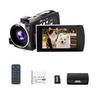 FIREFOTO Camcorder Video Camera 4K 64MP Vlogging Camera for YouTube, 18X Digital Zoom, 3.0" 270° Rotating Screen, LED Fill Light, Webcam, Camcorders with 32GB TF Card, Remote Control
