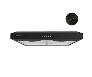 FIREGAS 60cm Visor Cooker Hood, Black Under Cabinet Range Hood, Top Vented | 202m³/h, 3-Speed,LED Light, Wall Mounted, Kitchen Extractor Fan