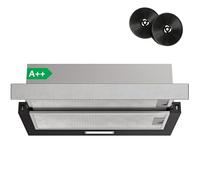 FIREGAS Extractor Hood 60 cm Extendable Undercounter Energy Class, Silent & Powerful, LED Lighting, Automatic ON/OFF, Aluminum & Carbon Filter