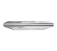 FIREGAS Visor Cooker Hood 60 cm, Brushless Motor Extractor Hood Under Cabinet Hood Wall Mounted Extractor Fan, 250 m³/h, Top & Rear Venting, Silver