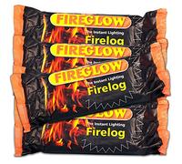 FIREGLOW 15 x Instant Lighting Firelog, Unflavored, Burns for up to 90 Minutes, Perfect for Open Fires, Fire Pits and Chimineas, Made from Compressed Wax and Sawdust