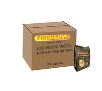 FIREGLOW Natural Eco Wood Firelighters - 350 Wood Wool Approx Flame Fire Starters Lighting Stoves, BBQ's, Pizza Ovens & Smokers, Safe Charcoal Starter for Lighting A Lumpwood Charcoal Barbecue