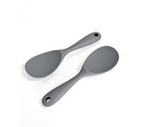 FireKylin 2 Pcs Silicone Rice Paddle,Non Stick Rice Spoon Scooper Spatula,Heat Resistant Rice Cooker Spoon (Grey)