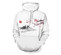 Firelife Japanese Cherry Blossom Women's Men's Hooded Pullover Long Sleeve Pullover Hooded Sweatshirt Hooded Sweatshirt with Pockets, White, L