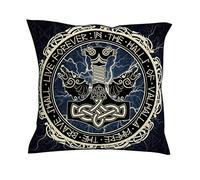 Firelife Viking Odin hammer cushion cover cushion cover linen decorative cushion cover throw cushion cover for sofa couch car home decor, White, 45 x 45 cm
