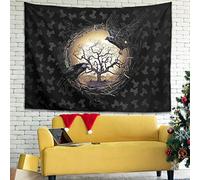 Firelife Viking Raven Tapestry Wall Hanging Towel Wall Hanging Tapestry Beautiful Wall Decoration for Bedroom Living Room Beach Towel Yoga Mat, Black , 100 x 150 cm