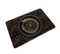 Firelife Viking Runes Dragon Doormat Rubber Door Mat Doormat Doormat Door Mat Door Mat Entrance Mat Dirt Trapper Mat for Indoor and Outdoor Use, Gold, 45x75 cm