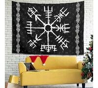 Firelife Viking Runes Tapestry Wall Hanging Cloth Decorative Cloth Tapestry Tapestry Tapestry Wall Art for Bedroom Living Room Beach Towel Picnic Blanket, White, 200x150cm