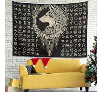 Firelife Viking Runes Wolf Tapestry Wall Hanging Cloth Decorative Cloth Wall Hanging Tapestry Wall Art for Bedroom Living Room Beach Towels Yoga Mat