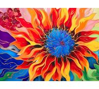 "Firelit Dahlia’s Dance" - A 1000-Piece Jigsaw Puzzle by Cross & Glory