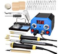 FIRElood LH55-3-3 Wood Burning Wood Burner Kit 25~750℃ Wood Burning Kit with Digital Thermometer Adjustable Temperature, 3 Pyrographic Wood Burning Pens, 37