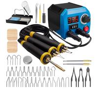 FIRElood LH55-Z2-NS3 wood burning pen Wood Burning Tool Pen 200~750℃, Wood Burning kit with Digital Thermometer,3 pyrographic Wood Burning pens, 3 solid copper pen tips, 33 Wood Burning Pen Tips