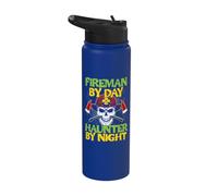 Fireman by Day Haunter by Night Scary Firefighter Stainless Steel Insulated Water Bottle