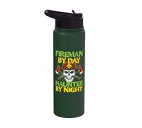 Fireman by Day Haunter by Night Scary Firefighter Stainless Steel Insulated Water Bottle