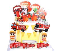 Fireman Cake Decoration, 16PCS Figures Fire Engine Cake Topper Mini Figures Set Birthday Party Supplies Birthday Party Supplies Cartoons Cupcake Figurines For Children Party Cake Decoration Supplies