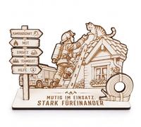 Fireman & Cat Gift for Firefighters 14 x 8 cm | Fire brigade money gift with cat rescue, fire engine & saying - thank you gift idea for firefighters.