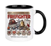 Fireman Coffee Mug, Dad Husband Grandpa Daddy Firefighter Cup Ceramic Mugs (Black)