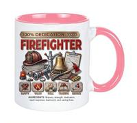 Fireman Coffee Mug, Dad Husband Grandpa Daddy Firefighter Cup Ceramic Mugs (Pink)