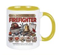Fireman Coffee Mug, Dad Husband Grandpa Daddy Firefighter Cup Ceramic Mugs (Yellow)
