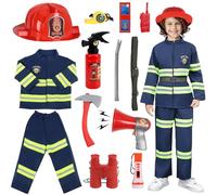Fireman Costume for Children, 13pcs Role Play Toy 3-5 Years for Costume Parties, Fire Exercise Education, Christmas and Home Play (110cm)