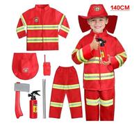Fireman Costume For Kids, 7 Pcs Firefighter Costume, Pretend Dress Up Collection with Fireman Outfit Role Accessories, Play
