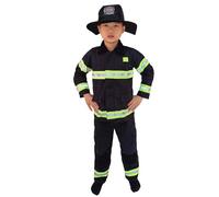 Fireman Costume,Kids Fireman Costume Set with Firefighter Toy Accessories, Firefighter Role Play Dress Up Outfit for Boys & Girls 3+ Years, Halloween Fancy Dress & Pretend Play Toys for Toddlers Blue