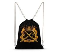 Fireman Firefighter Canvas Drawstring Bags Gym Backpack Sports Rucksacks Casual Daypacks