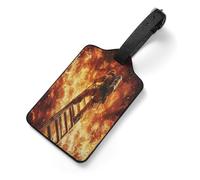 Fireman Firefighter Luggage Tags for Suitcase with Name Id Labels PU Leather Travel Baggage Tag Gift for Men Women