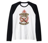 Fireman Golf - from Saving Lives - Firefighter Golfer Raglan Baseball Tee