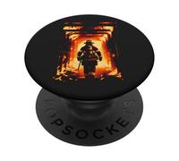 Fireman Hero Walking Through Fire Flames PopSockets Adhesive PopGrip