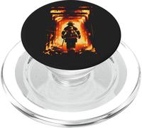 Fireman Hero Walking Through Fire Flames PopSockets PopGrip for MagSafe