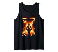 Fireman Hero Walking Through Fire Flames Tank Top