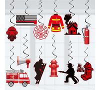 Fireman Party Decorations, Fire Engine Party Decoration, Firefighter Party Decoration, Hanging Swirls, Party Streamers, 24 Pieces, Kids Baby Party, Fire Engine Party Decor Banner