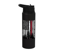 Fireman Patriotic American Flag Quote Wildland Firefighter Stainless Steel Insulated Water Bottle