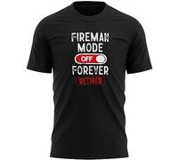 Fireman Retirement Gift Mens T Shirt Retired Firefighter Mode Off Forever, M, Black