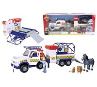 Fireman Sam 109252624038 Animal Rescue Pendant, Moving Figure Lizzie 7.5 cm and 3 Animal Figures, Light Effects, Officially Licensed Toy from the Series