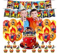 Fireman Sam Party Supplies - Balloons, Banner, Cake Toppers & Decorations for Birthday Celebrations